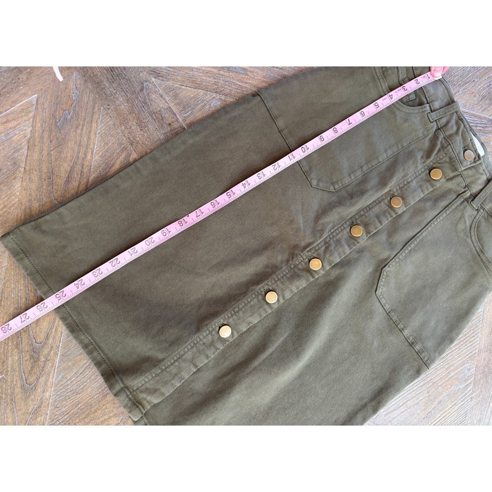 Caslon Women's Stretch Waist Olive Green Cargo Button Up Pencil Skirt Size 2 NWT - Picture 8 of 8